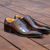 CARRUCCI Burnished Calfskin Lace-Up Oxford Chestnut | Lace-Ups