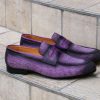 CARRUCCI Woven Canvas & Calfskin Slip-On Loafer Purple | Loafers