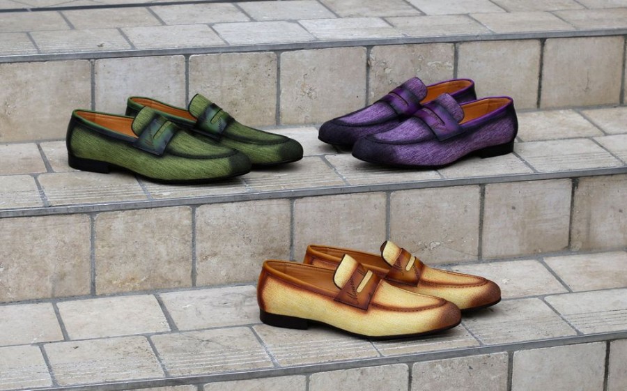 CARRUCCI Woven Canvas & Calfskin Slip-On Loafer Purple | Loafers