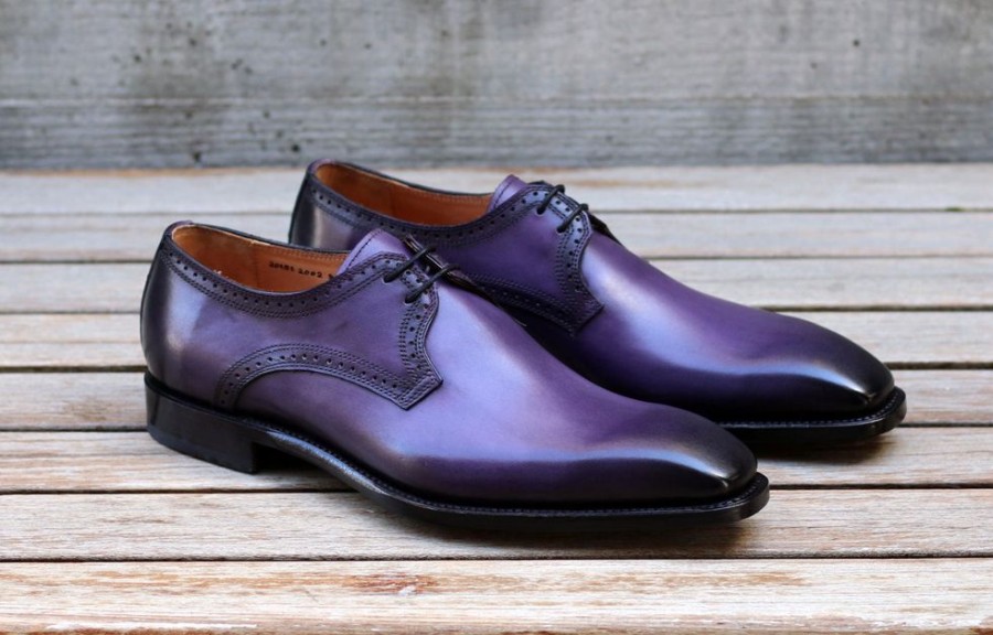 Ugo Vasare Scott Burnished Calfskin Lace-Up Blucher Oxford Purple | Lace-Ups