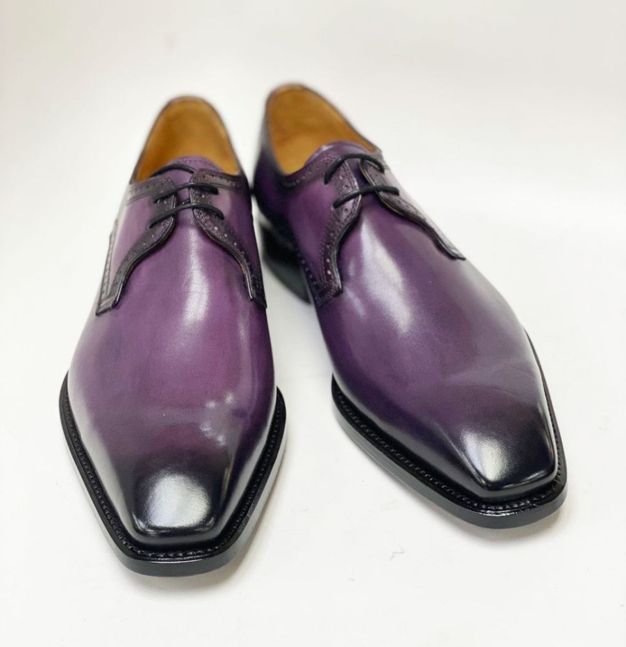 Ugo Vasare Scott Burnished Calfskin Lace-Up Blucher Oxford Purple | Lace-Ups