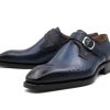 Ugo Vasare Eric Burnished Calfskin Monkstrap Shoe Blue | Monkstraps