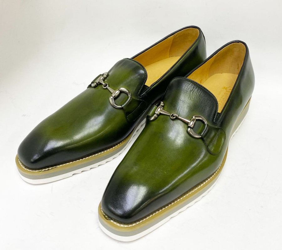 Carrucci by Maurice Calfskin Slip-On Horsebit Loafer Olive | Loafers