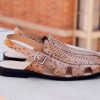 Maurice Maurice Embossed Calfskin Slip-On Back-Strap Sandal Camel | Sandals