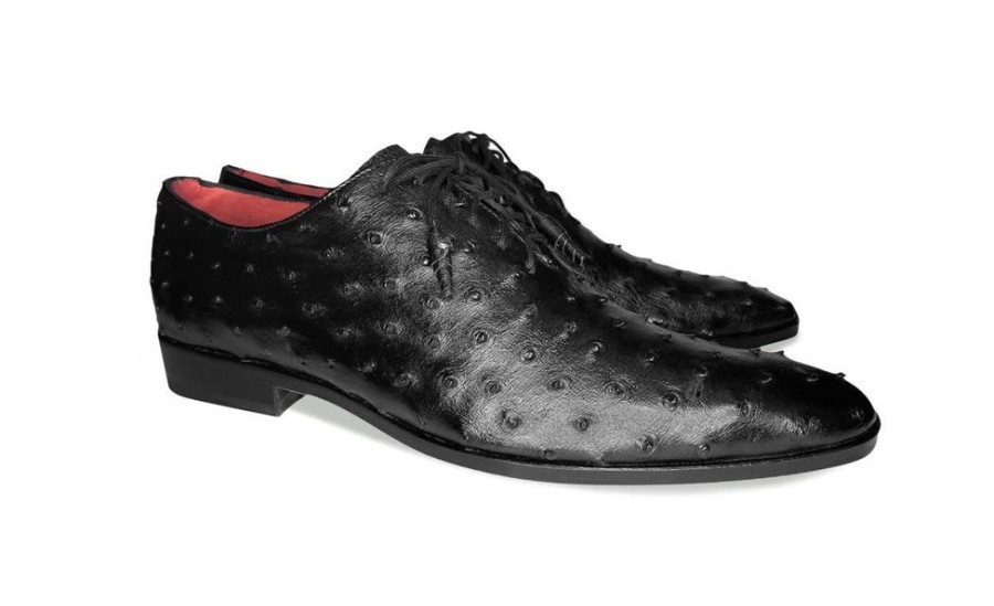 Pelle Exotics Pelle Exotics Ostrich Quill Lace-Up Oxford Black | Exotics