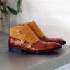 CARRUCCI Burnished Calfskin & Suede Slip-On Chukka Boot Cognac | Suede