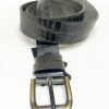 Maurice Crocodile Printed Leather Belt Grey | Belts