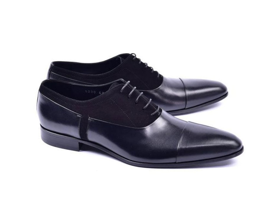 Corrente Corrente Calfskin & Suede Lace-Up Oxford Black | Suede