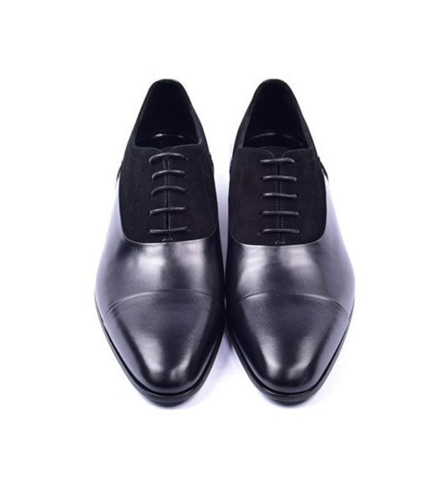 Corrente Corrente Calfskin & Suede Lace-Up Oxford Black | Suede