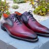 Mezlan Mezlan Burnished Calfskin Lace-Up Oxford Burgundy/Grey | Lace-Ups