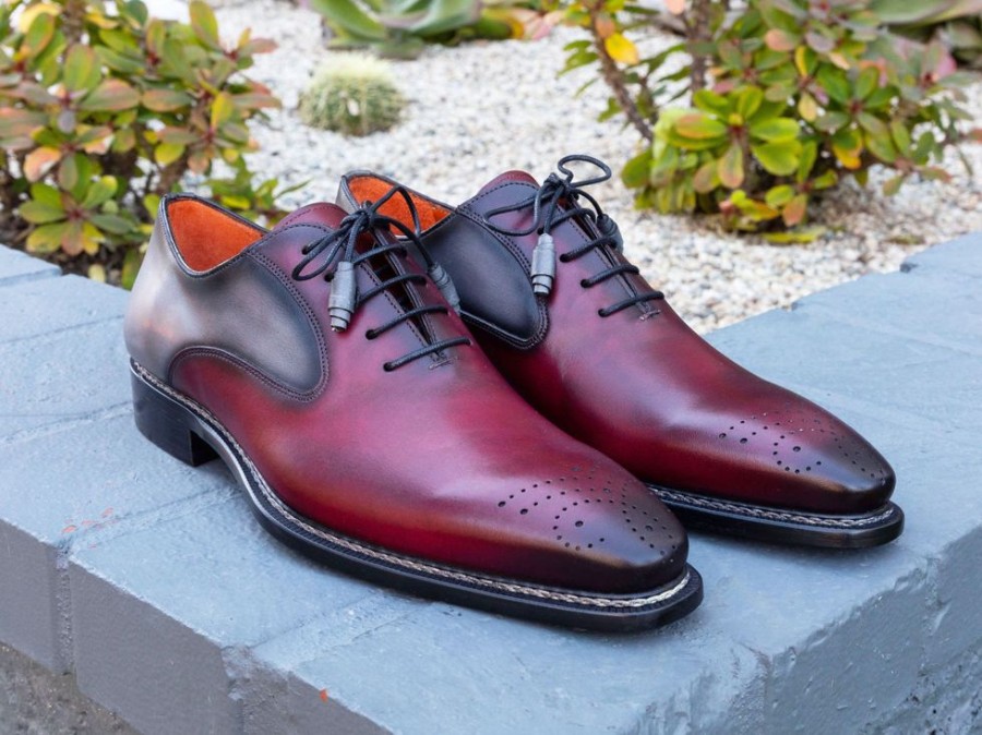 Mezlan Mezlan Burnished Calfskin Lace-Up Oxford Burgundy/Grey | Lace-Ups