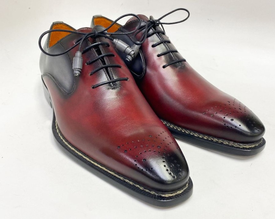 Mezlan Mezlan Burnished Calfskin Lace-Up Oxford Burgundy/Grey | Lace-Ups