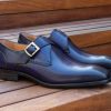 Maurice Burnished Leather Monkstrap Blue | Monkstraps