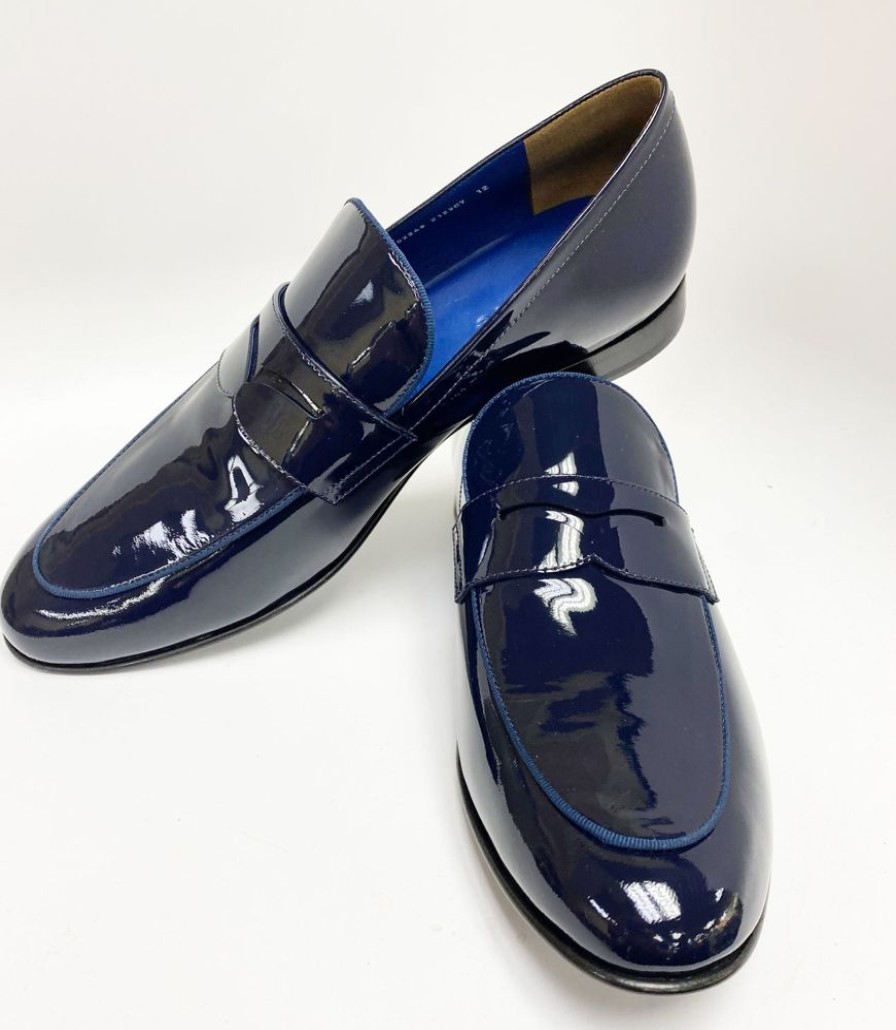 Jean Pierre Jean Pierre Shiny Calfskin Penny Loafer Navy | Loafers