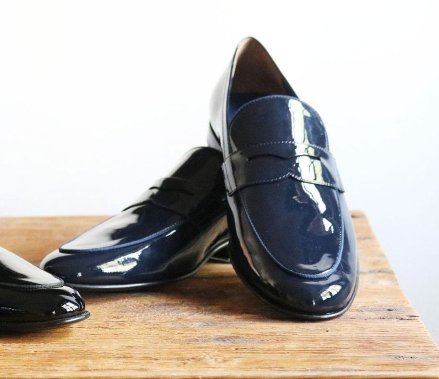 Jean Pierre Jean Pierre Shiny Calfskin Penny Loafer Navy | Loafers