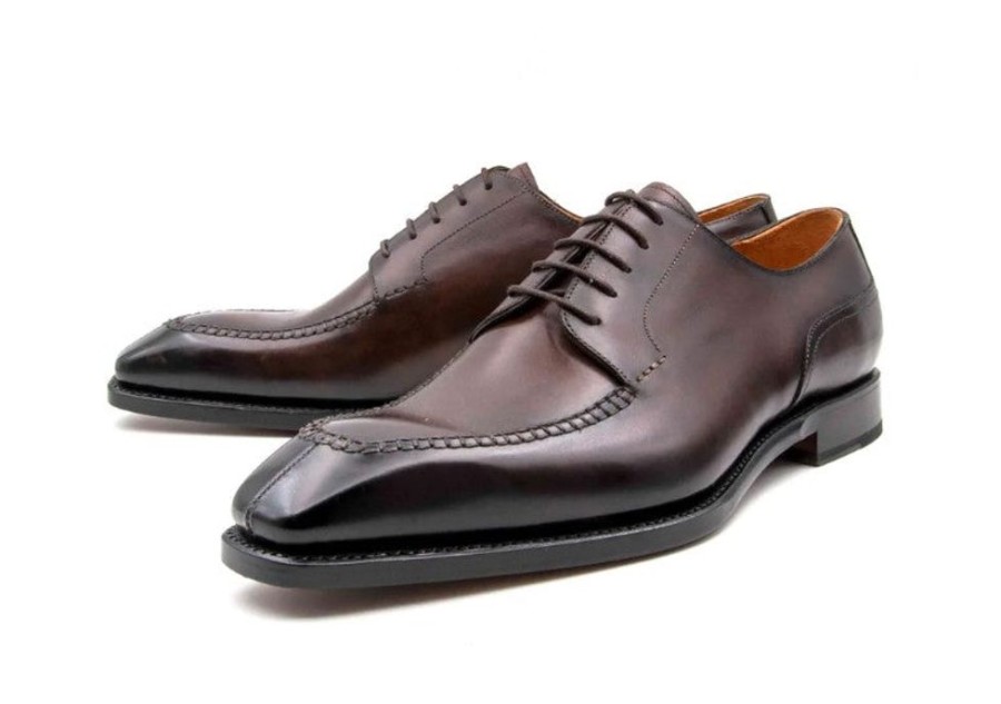 Ugo Vasare Norman Burnished Calfskin Lace-Up Split-Toe Oxford Brown | Lace-Ups