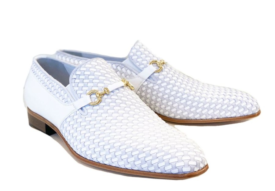 Corrente Corrente Woven Calfskin & Suede Slip-On Shoe White | Suede