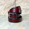 CARRUCCI Burnished Calfskin Belt Burgundy | Belts