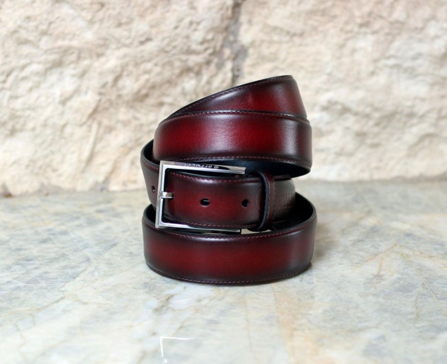 CARRUCCI Burnished Calfskin Belt Burgundy | Belts