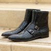 Corrente Crocodile Printed Calfskin Slip-On Boot Black | Boots