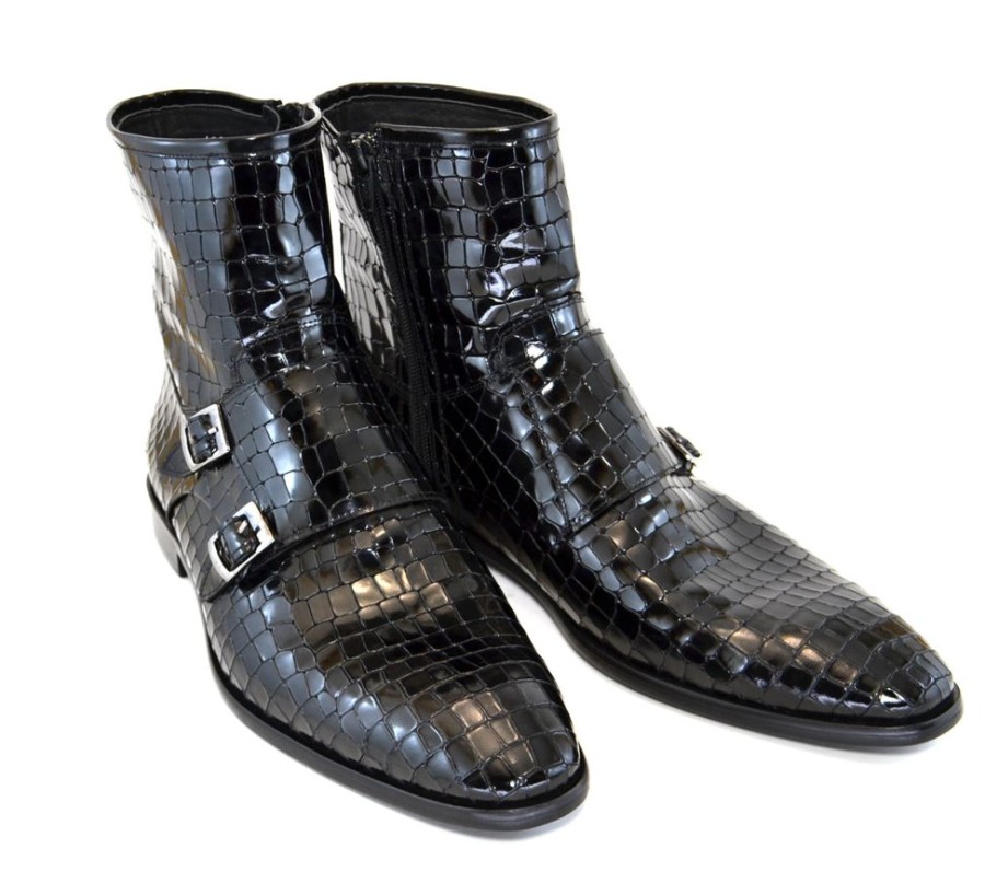 Corrente Crocodile Printed Calfskin Slip-On Boot Black | Boots