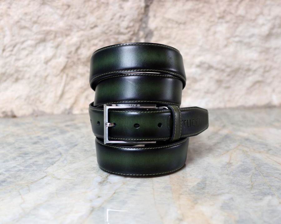 CARRUCCI Burnished Calfskin Belt Green | Belts