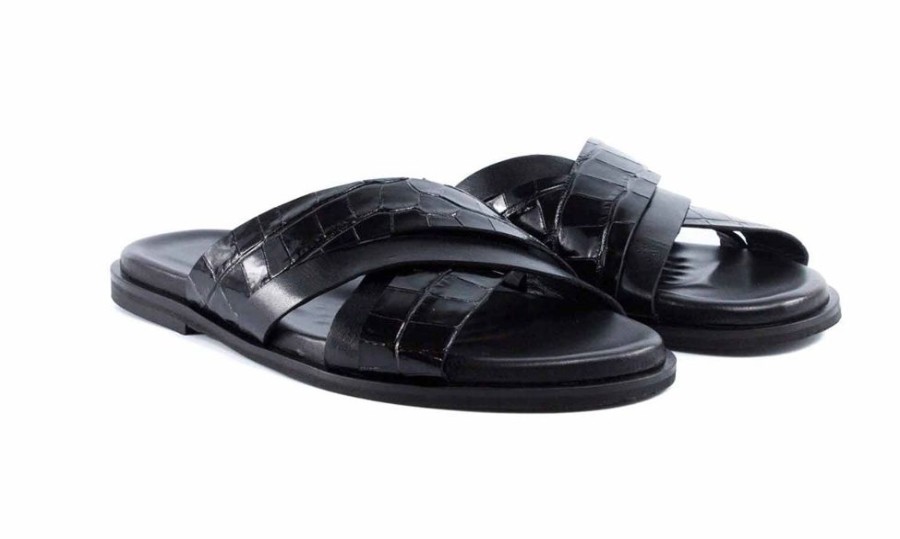 Pelle Pelle "Aruba" Slip-On Calfskin Sandal Black | Sandals