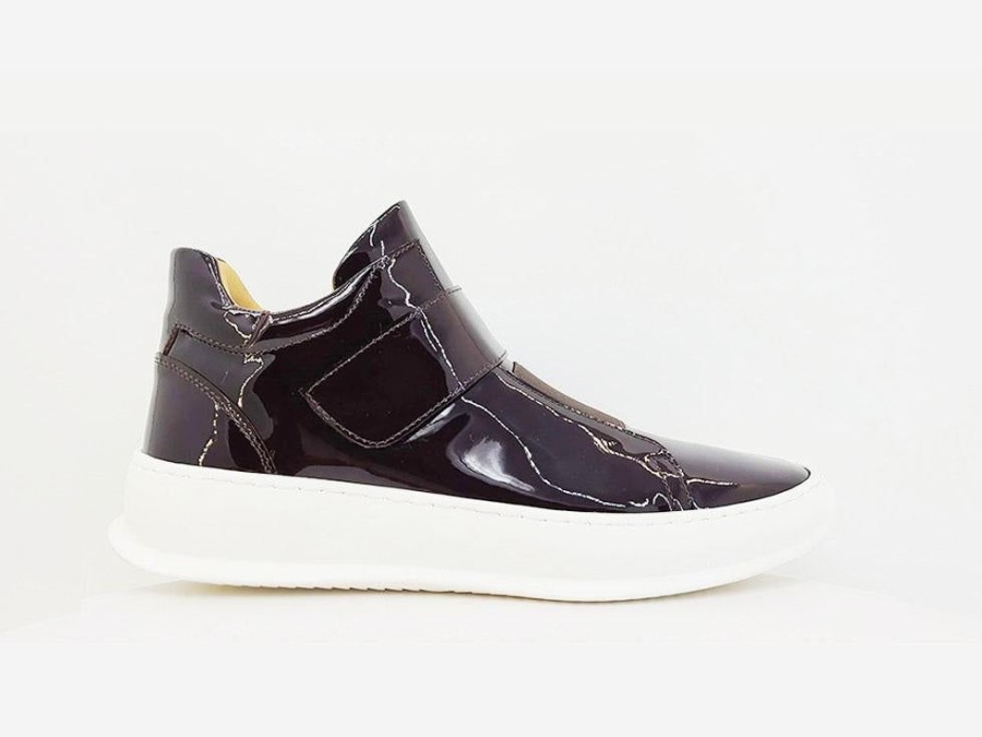 CARRUCCI Shiny Calfskin High Top Sneaker Burgundy | Sneakers