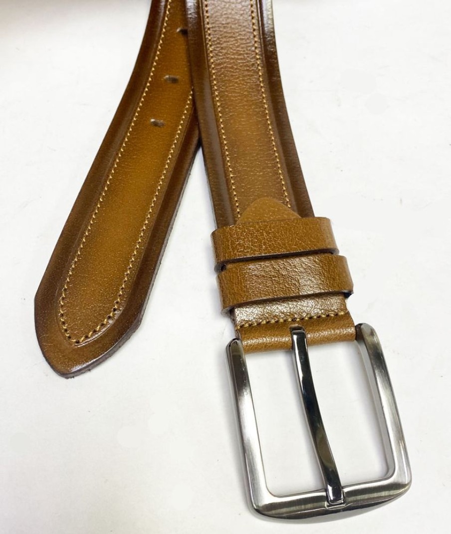 Maurice Stitched Leather Belt Tan | Belts