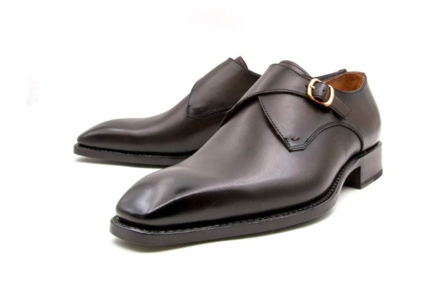 Ugo Vasare Edward Sr. Burnished Calfskin Monkstrap Shoe Brown | Monkstraps