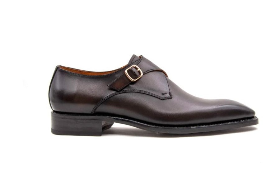 Ugo Vasare Edward Sr. Burnished Calfskin Monkstrap Shoe Brown | Monkstraps