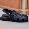 Maurice Maurice Embossed Calfskin Slip-On Back-Strap Sandal Black | Sandals