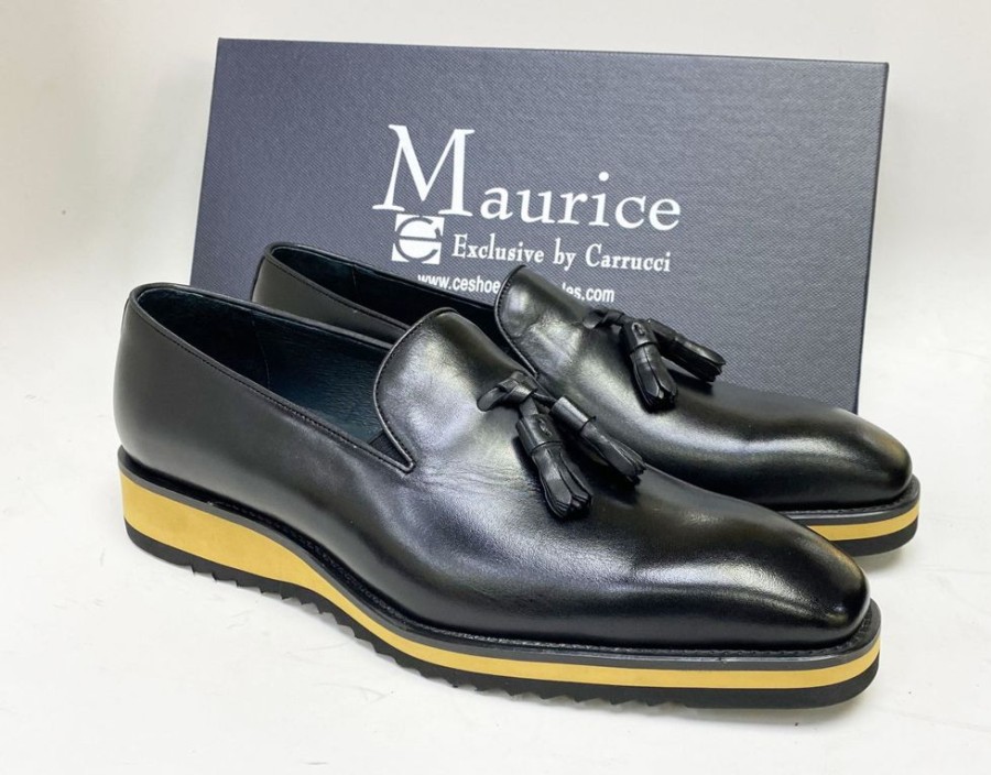 Carrucci by Maurice Calfskin Slip-On Tasseled Loafer Black | Loafers