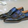 CARRUCCI Calfskin Double Monkstrap Shoe Blue | Monkstraps