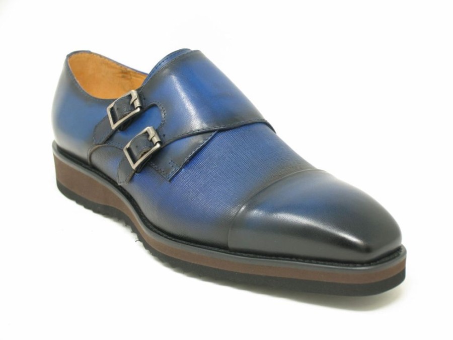 CARRUCCI Calfskin Double Monkstrap Shoe Blue | Monkstraps