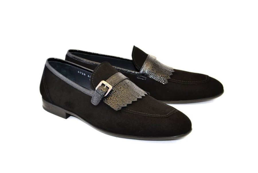 Corrente Corrente Suede Slip-On Loafer Black | Suede