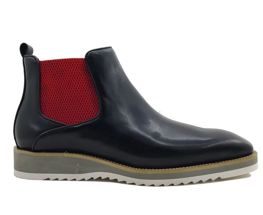 Maurice Burnished Calfskin Slip-On Boot Black/Red | Boots