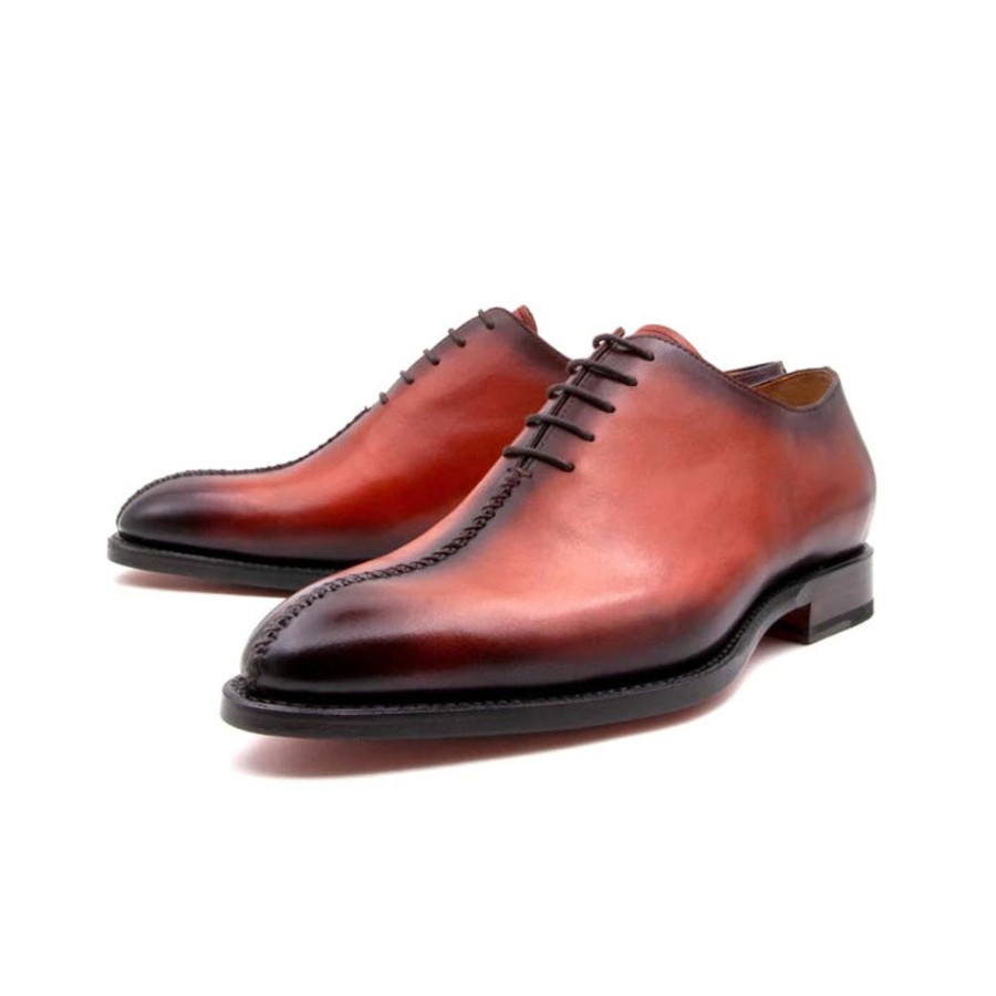 Ugo Vasare Derrick Burnished Calfskin Lace-Up Oxford Camel | Lace-Ups