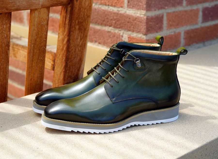 Maurice Burnished Calfskin Lace-Up Boot Hunter Green | Boots