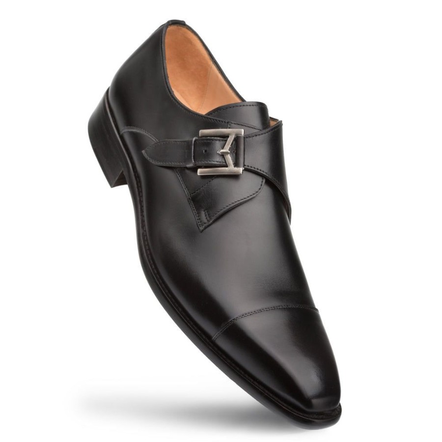 Mezlan Mezlan Calfskin Cap-Toe Monkstrap Shoe Black | Monkstraps