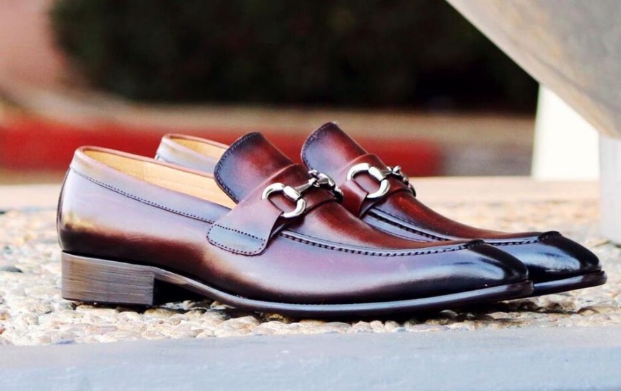 CARRUCCI Burnished Calfskin Slip-On Loafer Brown | Loafers