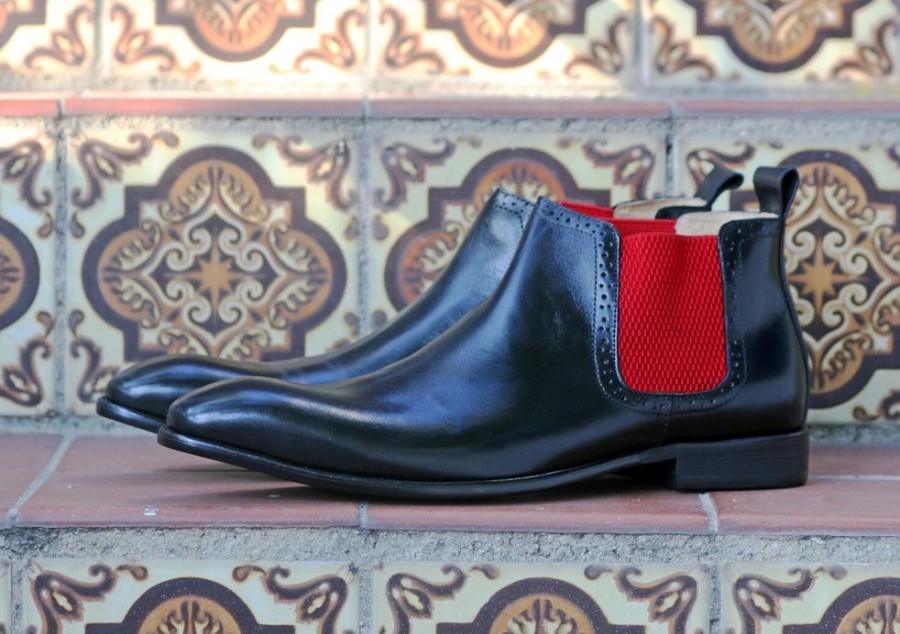 CARRUCCI Burnished Calfskin Slip-On Boot Black/Red | Boots