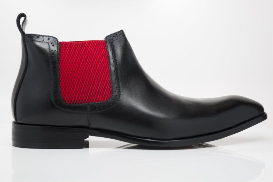 CARRUCCI Burnished Calfskin Slip-On Boot Black/Red | Boots