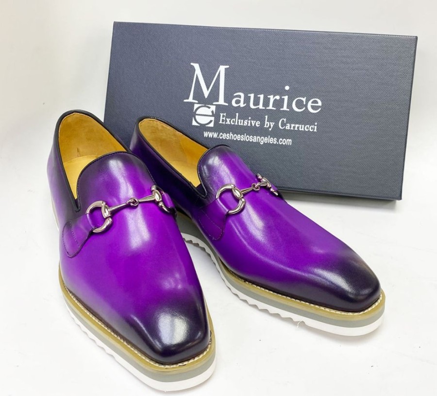 Carrucci by Maurice Calfskin Slip-On Horsebit Loafer Purple | Loafers