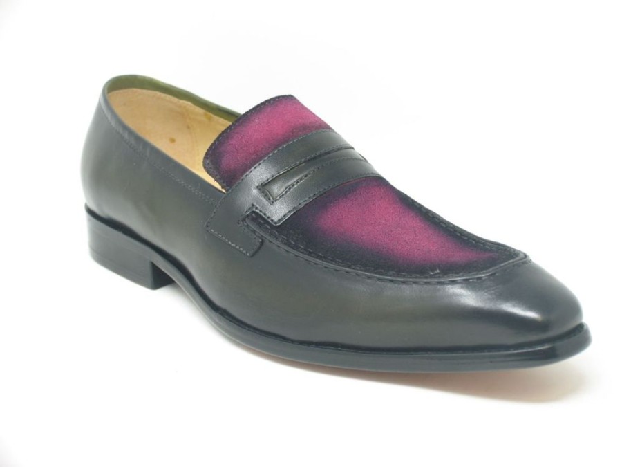 Carrucci by Maurice Burnished Calfskin & Suede Loafer Pink/Olive | Suede