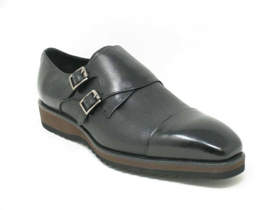 CARRUCCI Calfskin Double Monkstrap Shoe Black | Monkstraps