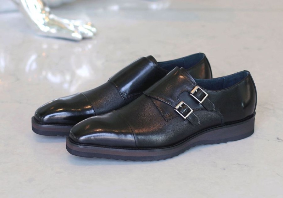 CARRUCCI Calfskin Double Monkstrap Shoe Black | Monkstraps