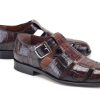 Pelle Pelle Crocodile Printed Calfskin Sandal Brown | Sandals