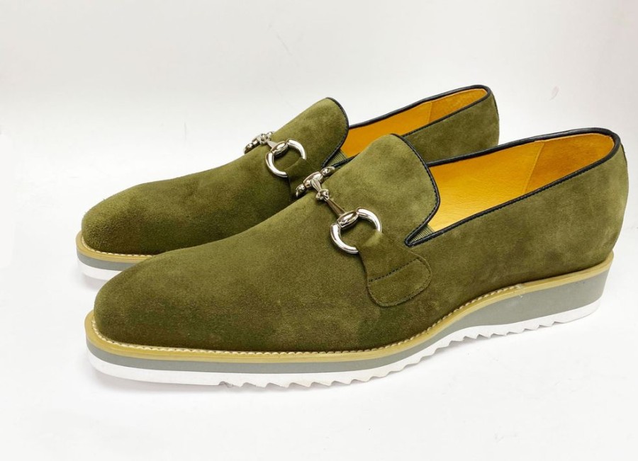 Carrucci by Maurice Suede Slip-On Horsebit Loafer Olive | Suede