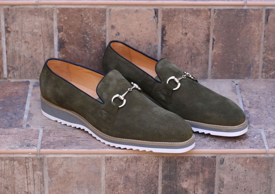 Carrucci by Maurice Suede Slip-On Horsebit Loafer Olive | Suede